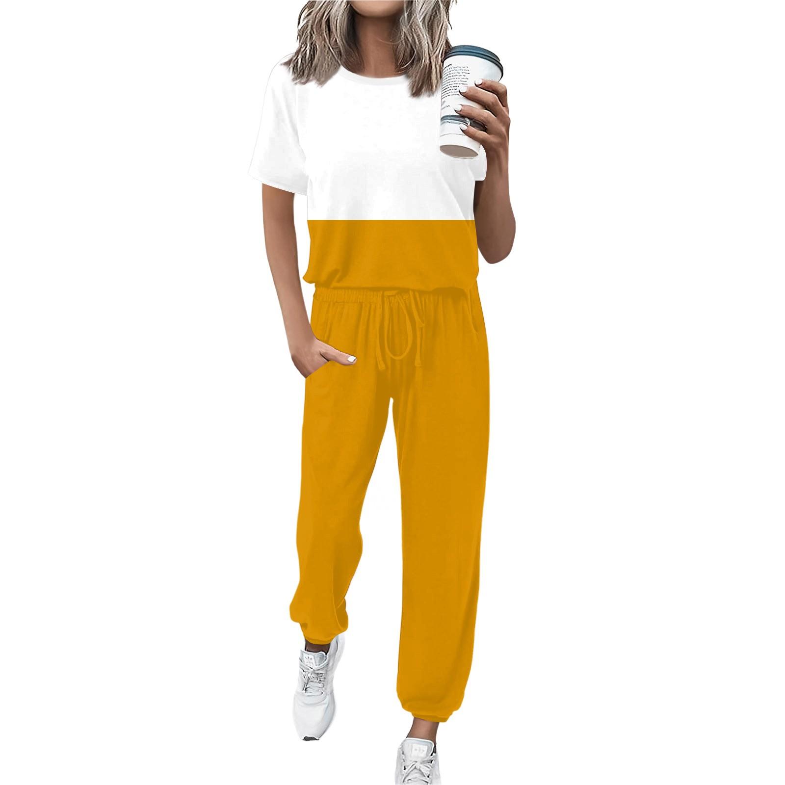 

Женский спортивный костюм с круглым вырезом и коротким рукавом, свободные брюки XL