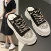 Women Shiny Rhinestones Shoes Four Seasons Casual Sneakers Women Stylish Sport Shoes Lace-Up Sports Slippers  Mujer