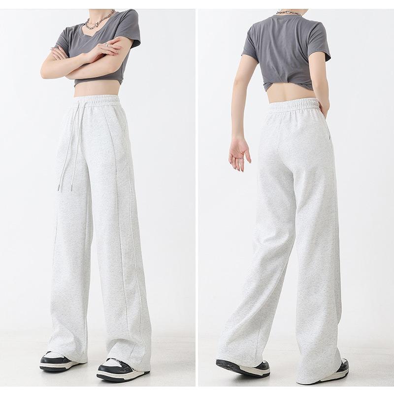 Autumn and winter narrow wide-leg pants women's scimitar banana pants velvet high waist loose casual sports straight sweatpants look thin