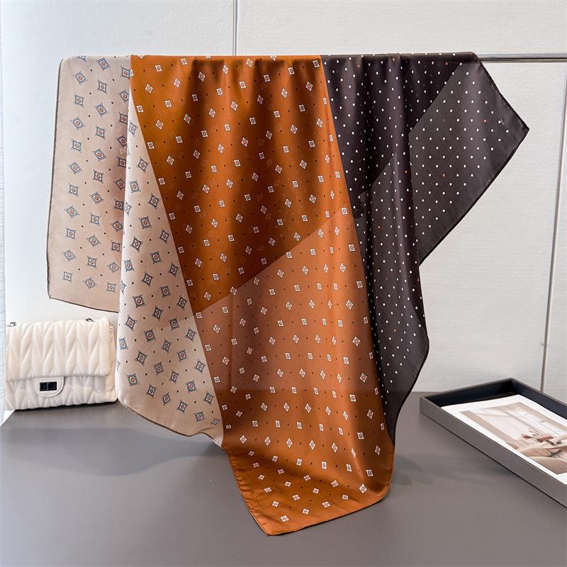 Korean Version Of Imitation Silk High-End Printing Large Square Scarf Silk Scarf Shawl Headscarf Beach Scarf Neck Protection Scarf Decorative Scarf