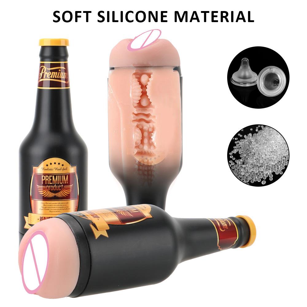 Manual Male Masturbator Soft Ora Pussy Real Vagina Portable Beer Bottle Sex Toys for Men Gift Erotic Adult Toy Sex Machine