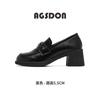 Augustine platform loafers women's 2025 new summer commuter high-heeled black British small leather shoes