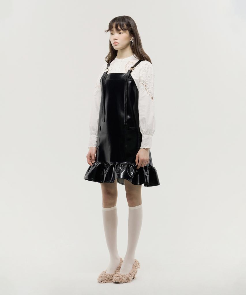 Eipeuleonwei Enamel Frill Apron Black