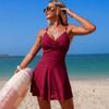 2026 European and American New One-piece Swimsuit Women's Solid Color Hollow Explosion Skirt Bikini Spot