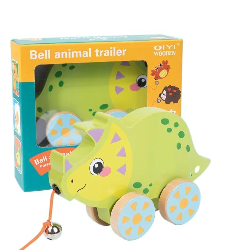 

Монтессори Раннее Развитие Деревянные Игрушки Машинки с Животными Детская Каталка для Детей для Обучения Ходьбе и Веселья Подарок