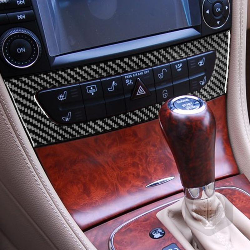 Real Carbon Fiber Car Accessories Center Seat Heating Cover Soft Sticker For Mercedes CLS C219 2004 2005 2006 2007 2008 2009