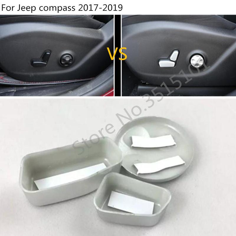 For Jeep Compass 2017 2018 Car Cover Detector ABS Matte Seat Adjustment Knob Button Switch Trim Accessories