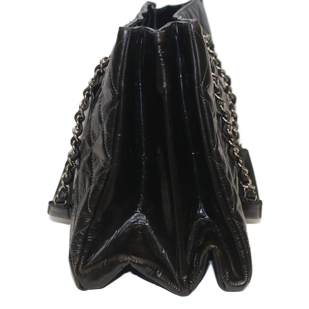 Chanel No. 13 Black Silver Hardware Patent Leather Chain Tote Tote Bag blackUsed