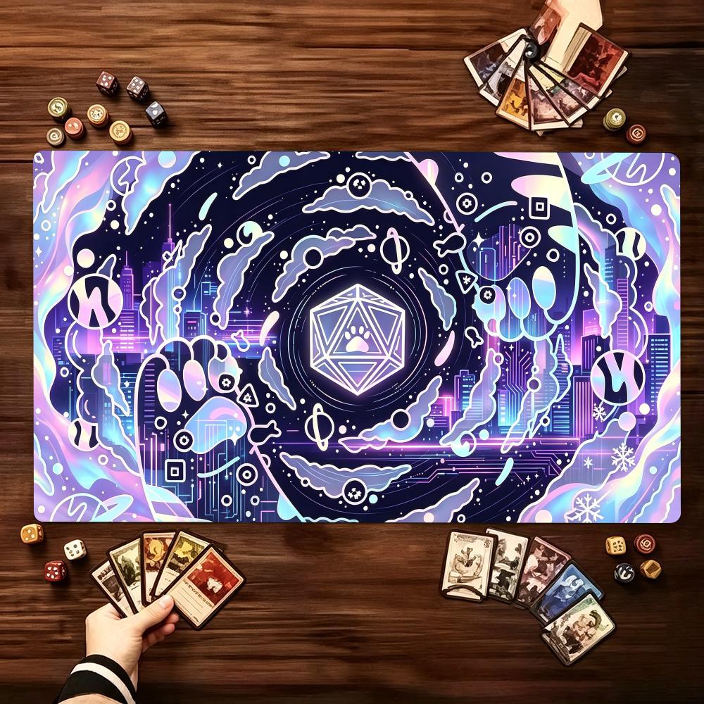 Cosmic Swirl Mystic Rune Pattern Game Playmat Non Slip Rubber Smooth Extended Table Mat For Trading Card Game Tabletop Sessions