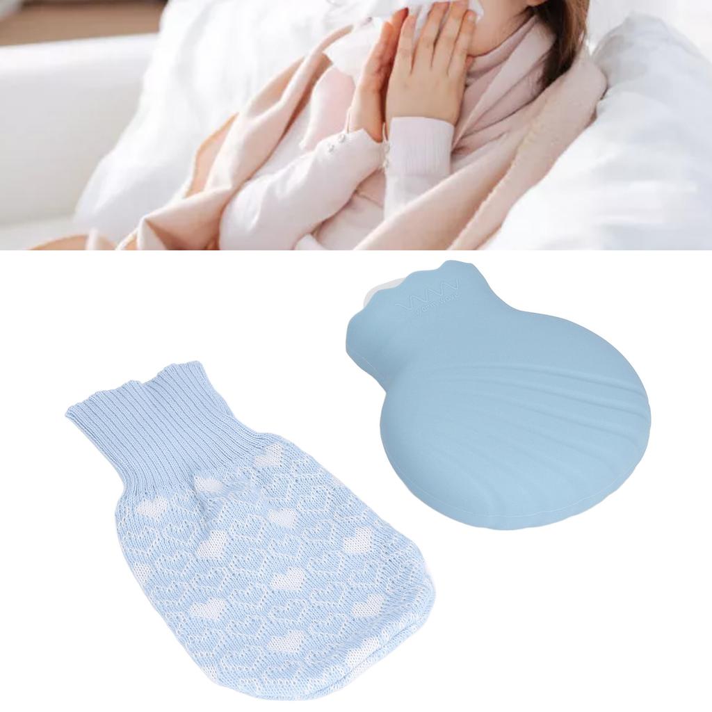 Hot Water Bottle Bag Explosionproof Silicone Hot Water Bottle with Knit Cover for Family Life 245ml