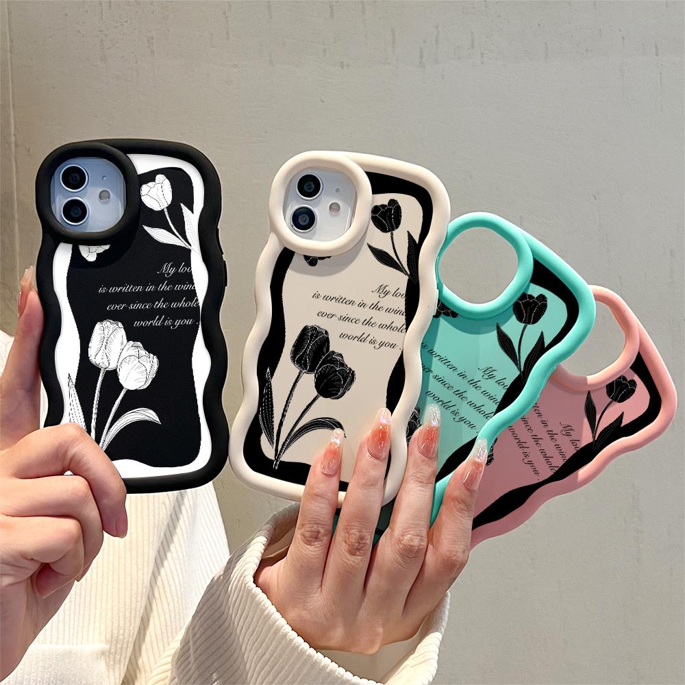 Big Wave Edge Soft Silicone Material Macaron Phone Case Shockproof Protective Rubber Casing for iPhone Samsung Huawei Honor Xiaomi Redmi OnePlus Moto