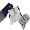 Autumn and Winter Socks for Women, Diamond-shaped Bow Piles of Socks, Versatile and Trendy, School-style Striped for Women