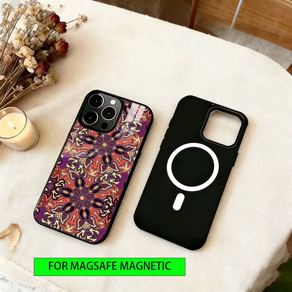 Vintage Pattern Phone Case For iPhone17,16,15,14,13,12,11 Plus,Pro Magnetic For Magsafe Wireless Charging