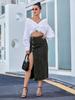 Women's European & American High Waist Irregular Slit Denim Long Skirt