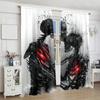 2Pcs Black Skull Kiss Pattern Digital Printing Window Curtain Suitable for Living Room, Coffee Shop, Kitchen, Bedroom Home Decor
