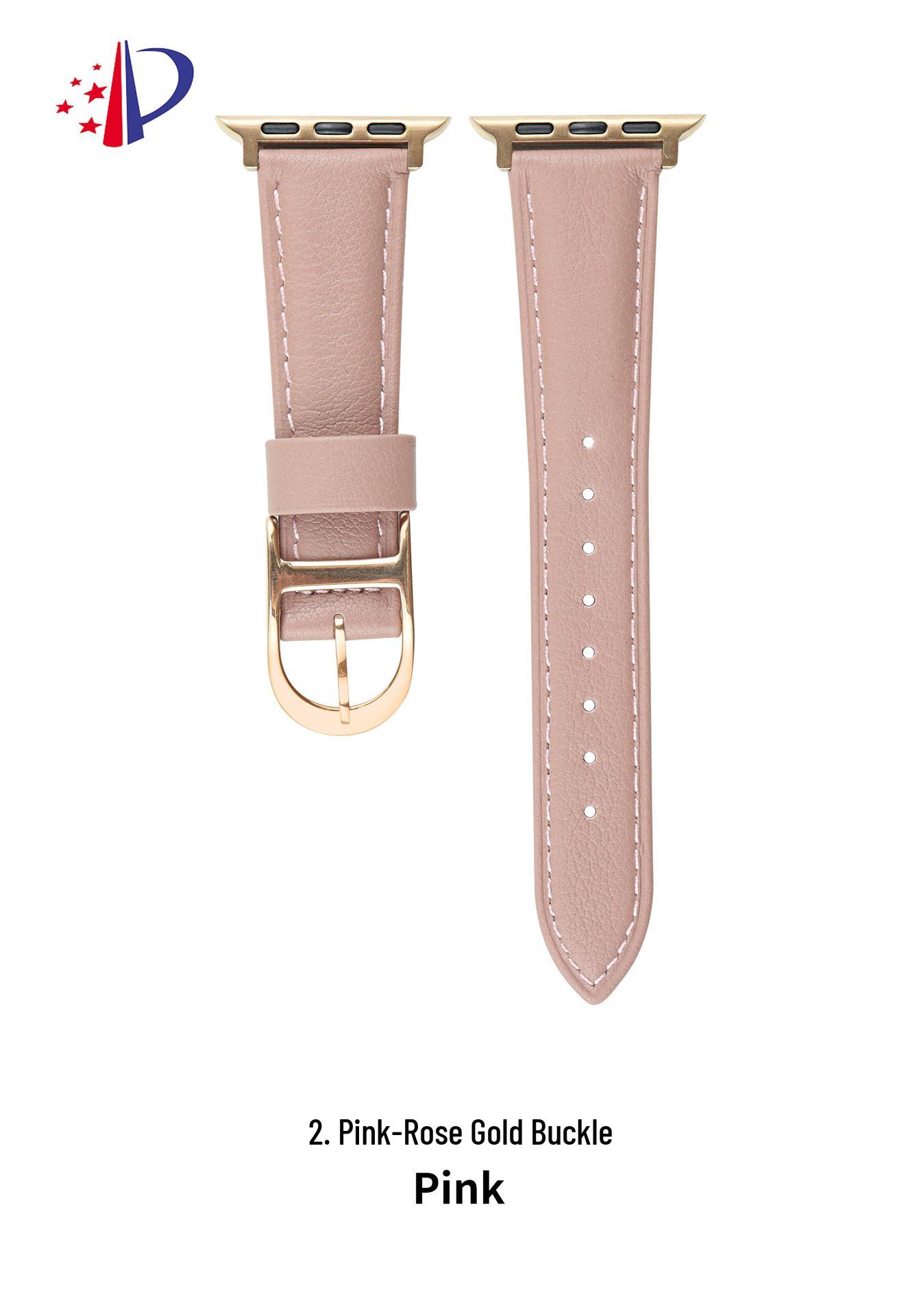 

First-layer Cowhide Slim Watch Strap with D-Shaped Buckle for Apple iWatch (Generations 7-11) 42 (10th/11th Gen)