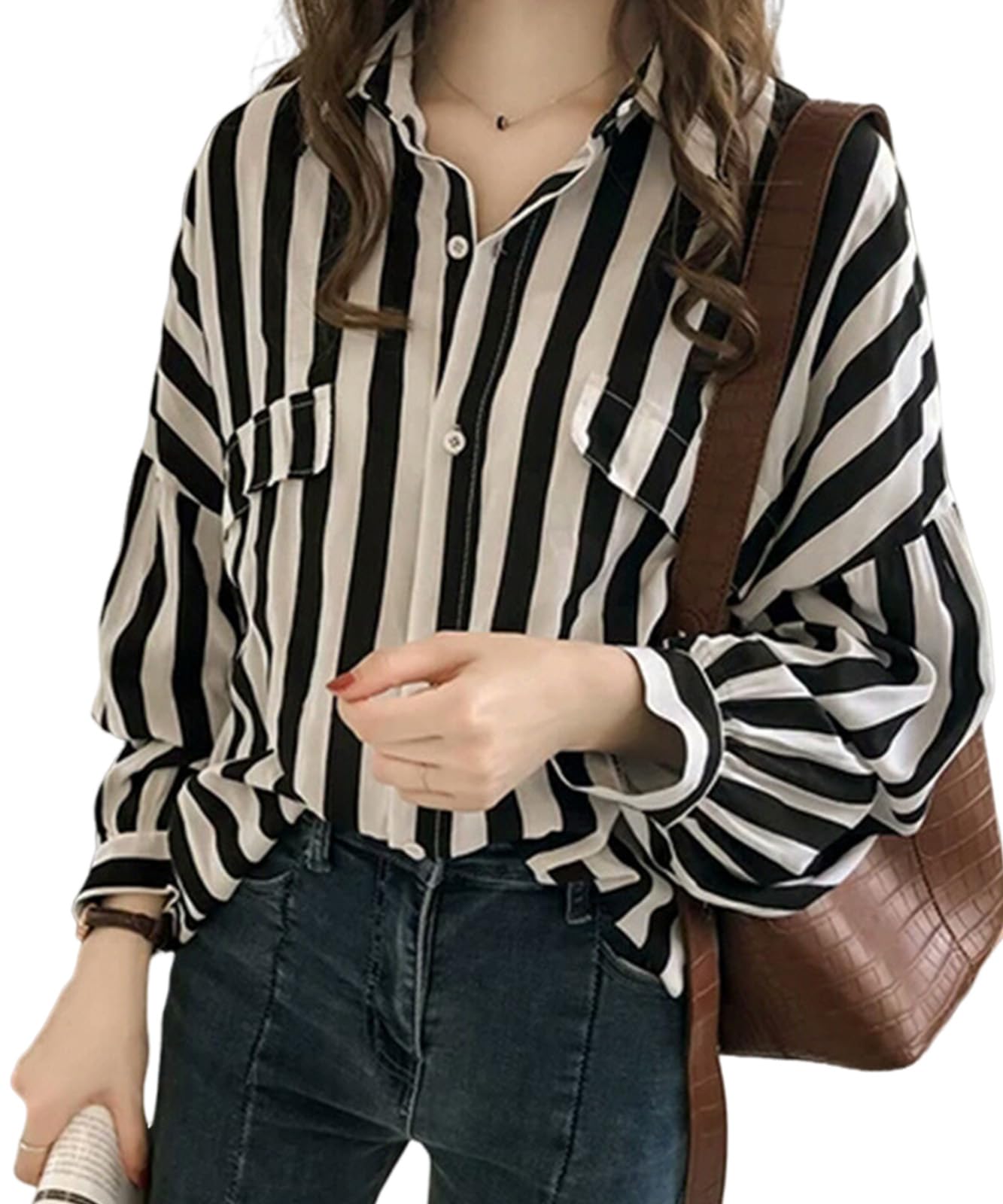 

Полосатая блузка с длинным рукавом, выкройка, деловая, свободный силуэт, школа, офис, работа, домашняя одежда, повседневная одежда, пижама, танцы, повседневная, стильная, женская, взрослая чёрный