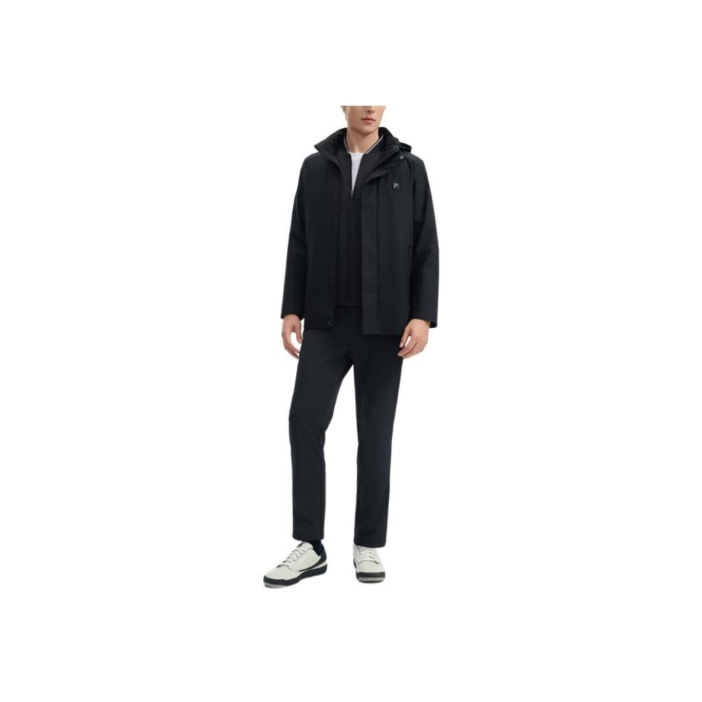 FILA White Solid Color Comfortable Soft Skin-Friendly Warm Three-In-One Down Jacket Men Jacket Black F11M443505F-BK