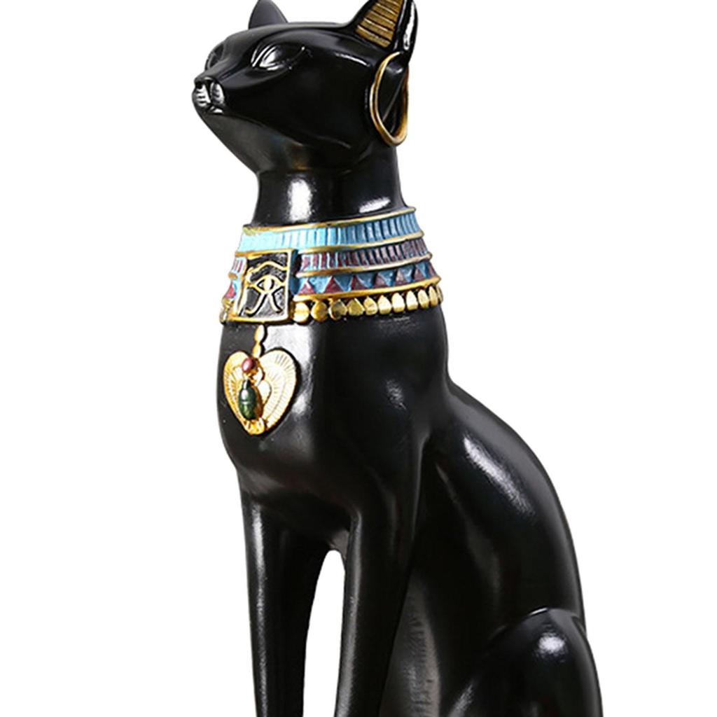 Egyptská kočičí bohyně Bastet socha ozdoba Egyptská sběratelská zvířecí sochařská figurka pro kancelářskou polici, stůl, skříňku