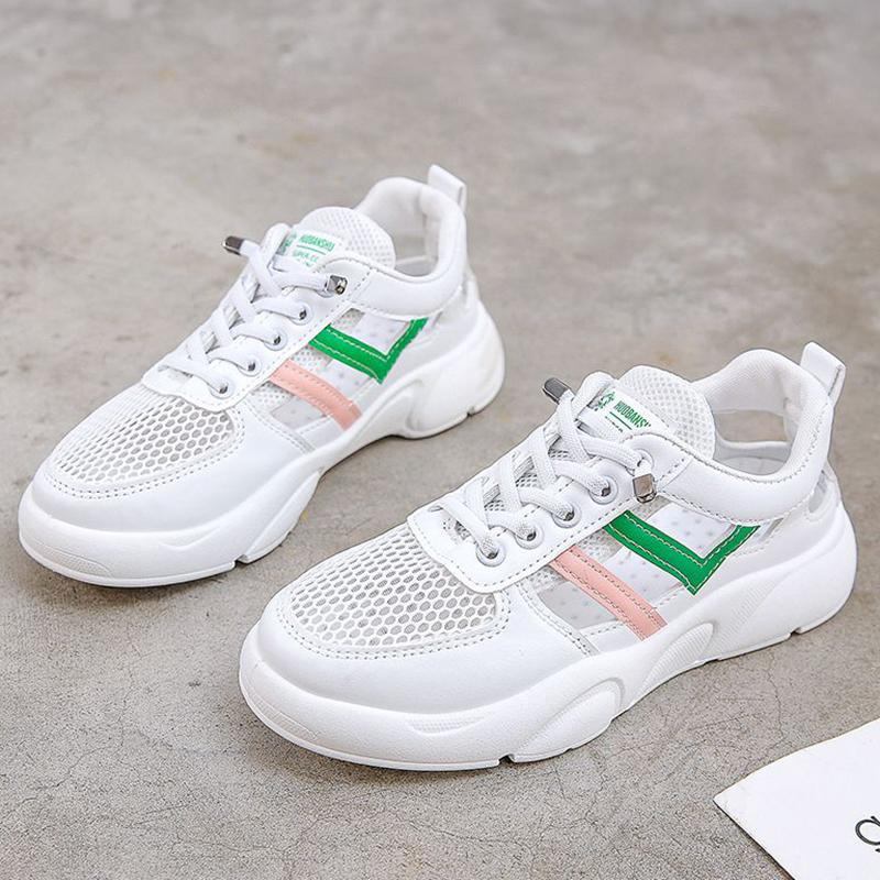 Prodyšná síťovina Malé bílé boty Dámské Letní Tenké Dírkované Sportovní Ležérní Boty Sandály