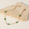European and American New Bracelets 14K Gold Multiple Square Green Zircon Bracelets, Titanium Steel Fashion Bracelets
