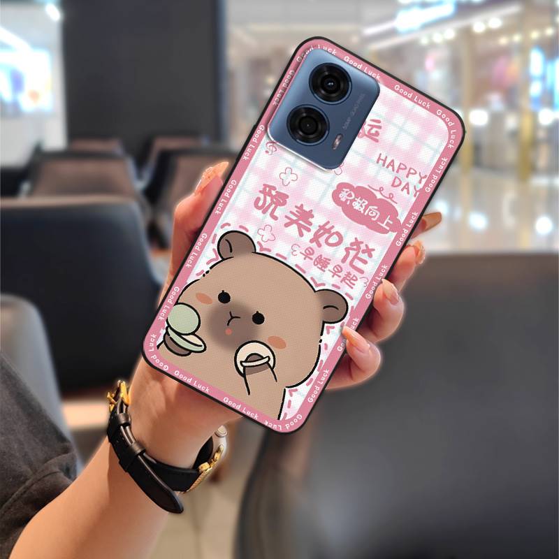Phone Pouch Couple Phone Case For MOTO G24 Power TPU Soft Case Shockproof Durable Waterproof Cartoon Cute Protective