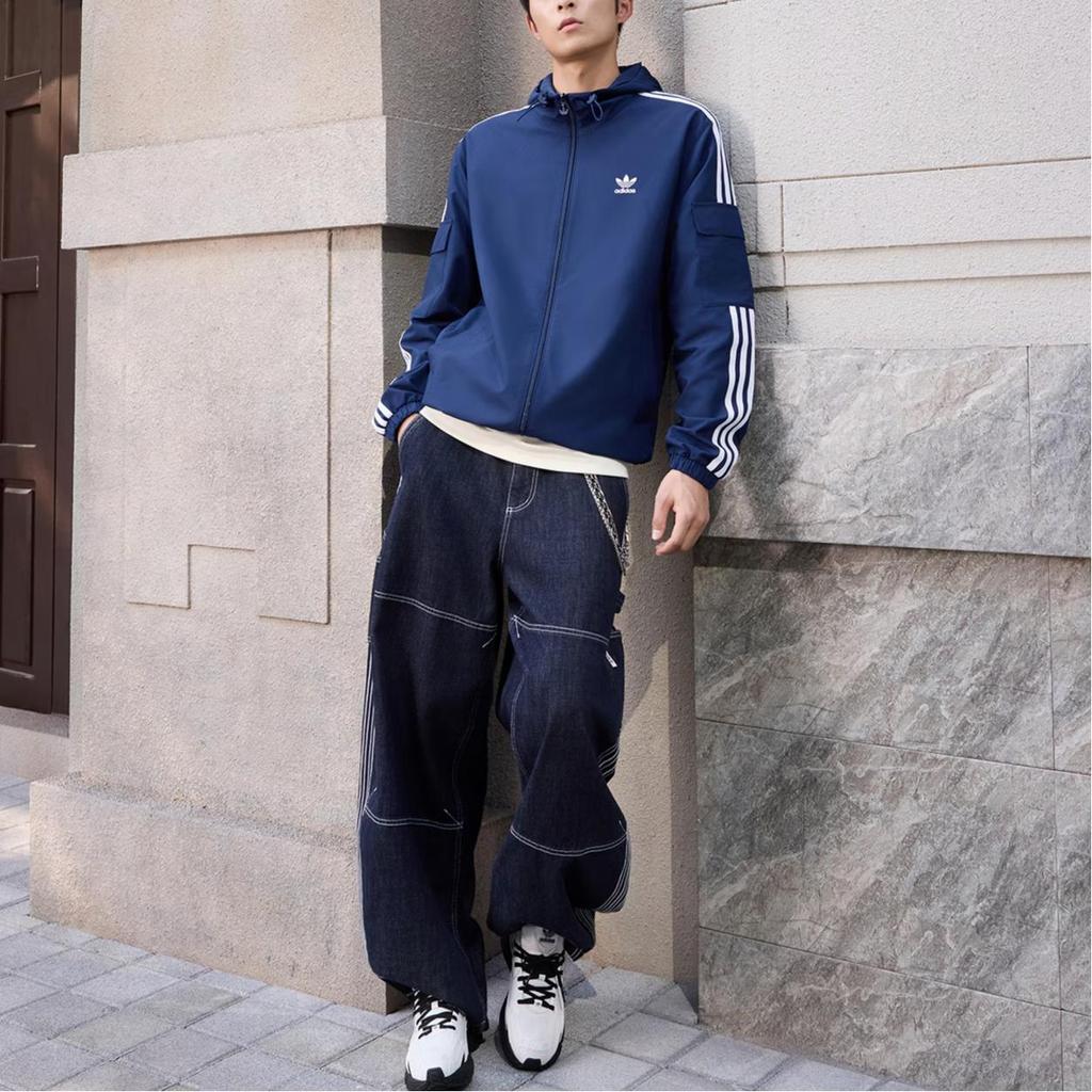 adidas Originals Men's Classic Hooded Windbreaker Jacket Navy KV8850