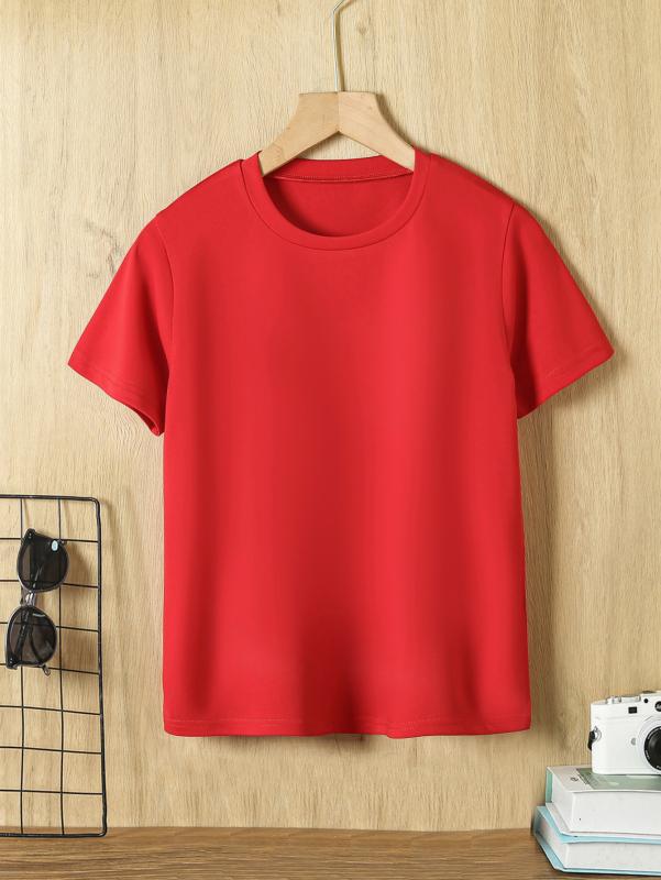 

Boys outdoor sports red casual loose round neck T-shirt 7Y червоний