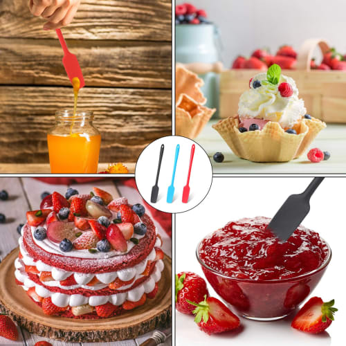 Set of 3 Silicone Jar Spatulas, Rubber Spatulas, Long Handle Jar Spatulas, Small Silicone Spatulas, Thin Spatulas, Nonstick Silicone Scrapers, Kitchen
