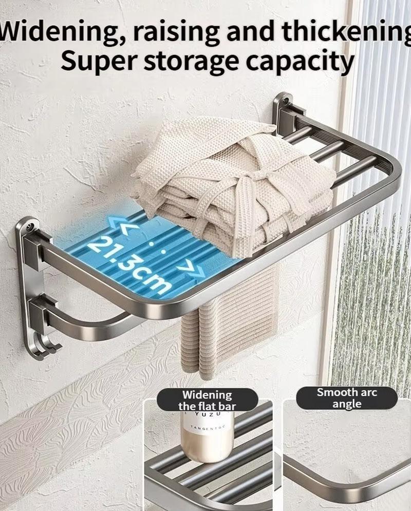 Upgrade And Thicken Grey/Black 40CM-60CM Towel Rack Space Aluminum Toilet Storage Rack Wall Mounted BathTowel Rack