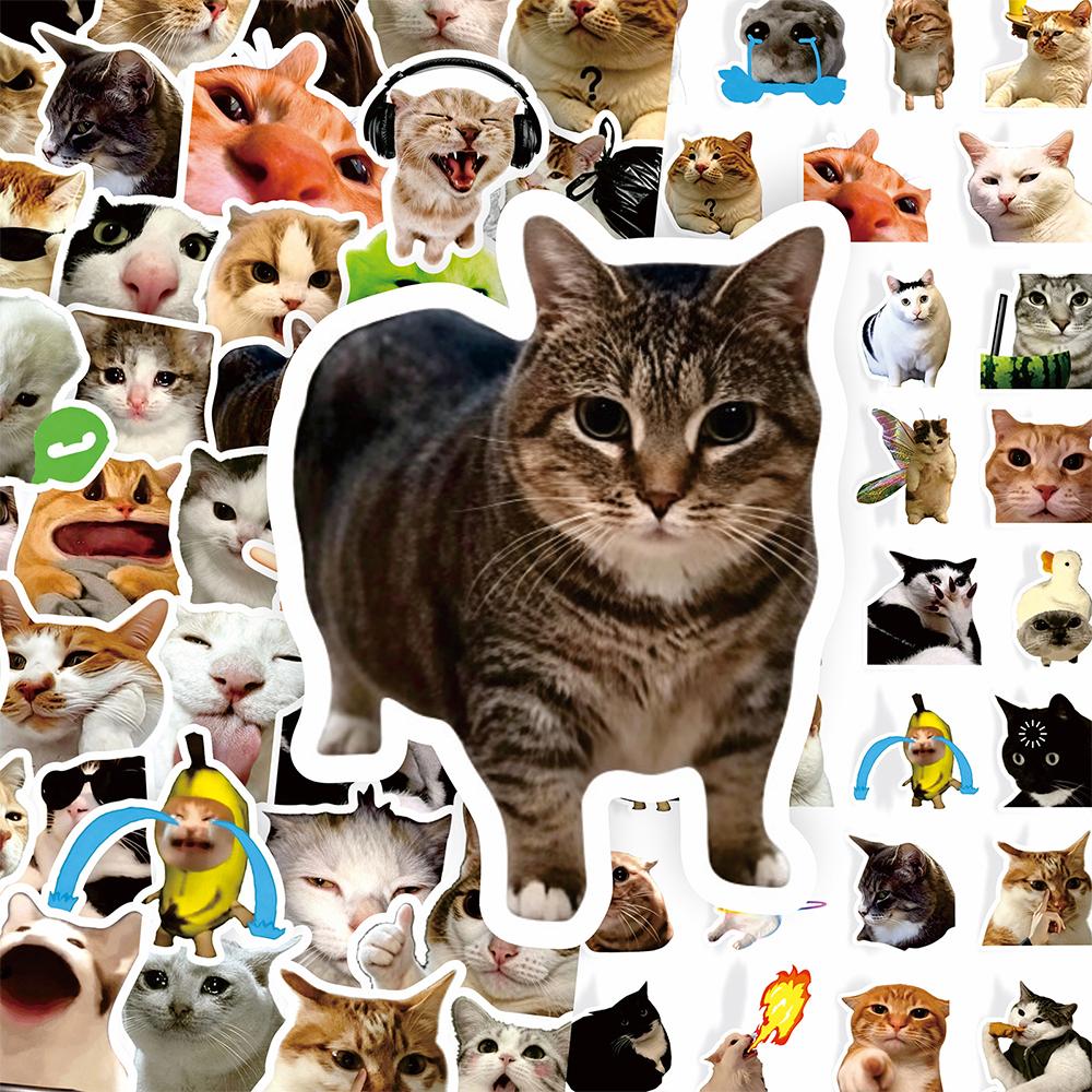 1050 100 Stück Cartoon Lustige Katze Meme Aufkleber Niedliches Tier Kätzchen Ausdruck Aufkleber Wasserflasche Laptop Handy Aufkleber Dekoration