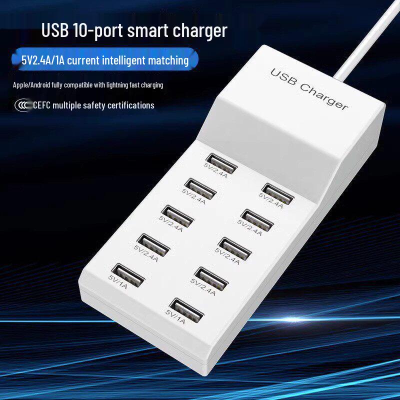 72W Inteligentna Listwa Ładowarki USB z Wieloma Portami do Szybkiego Ładowania Telefonów Android, Apple, Type-C