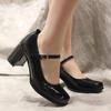 Women Retro Shoes 7cm High Thick Heels Mary Jane Square-toe Ladies Vintage Cosplay Shoes Goth Punk