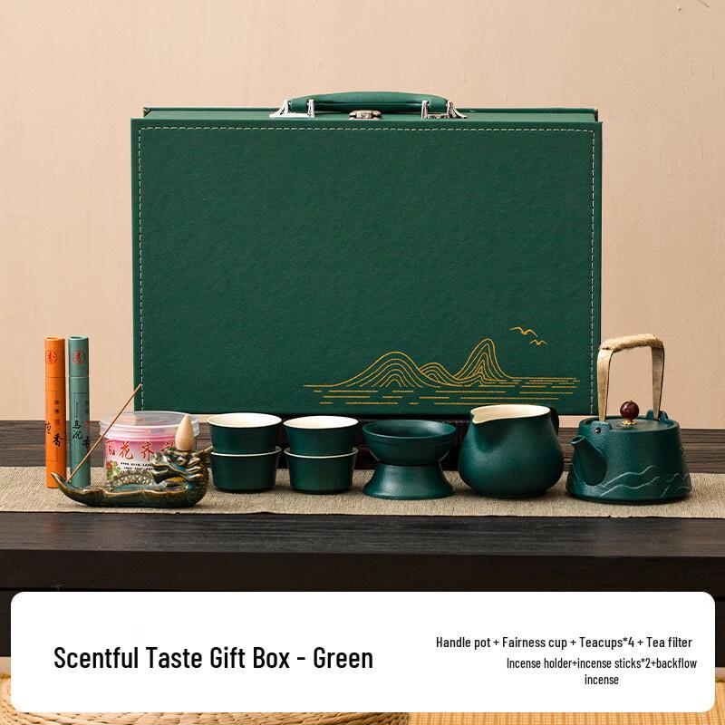 

Coarse Pottery Kung Fu Tea Gift Set with Incense Tray