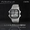 CREPHA Men's Digital Waterproof Watch with Metal Band, Silver, TS-D306-SV