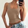 European and American Women's 2025 Summer Fashion Slim-Fit U-Neck Racerback Cropped Tank Top