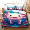 Adorable Axolotl Pattern 3 Piece Bedding Set Soft Washable Duvet Cover for Kids Dorm Room Bedroom Home Textile New bed set
