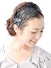 VINGTAINE Lace Leather Flower Headband Head Accessory Black HK-41