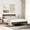 Bed Frame Without Mattress with Headboard Smoked Oak Finish 140 X 190 Cm