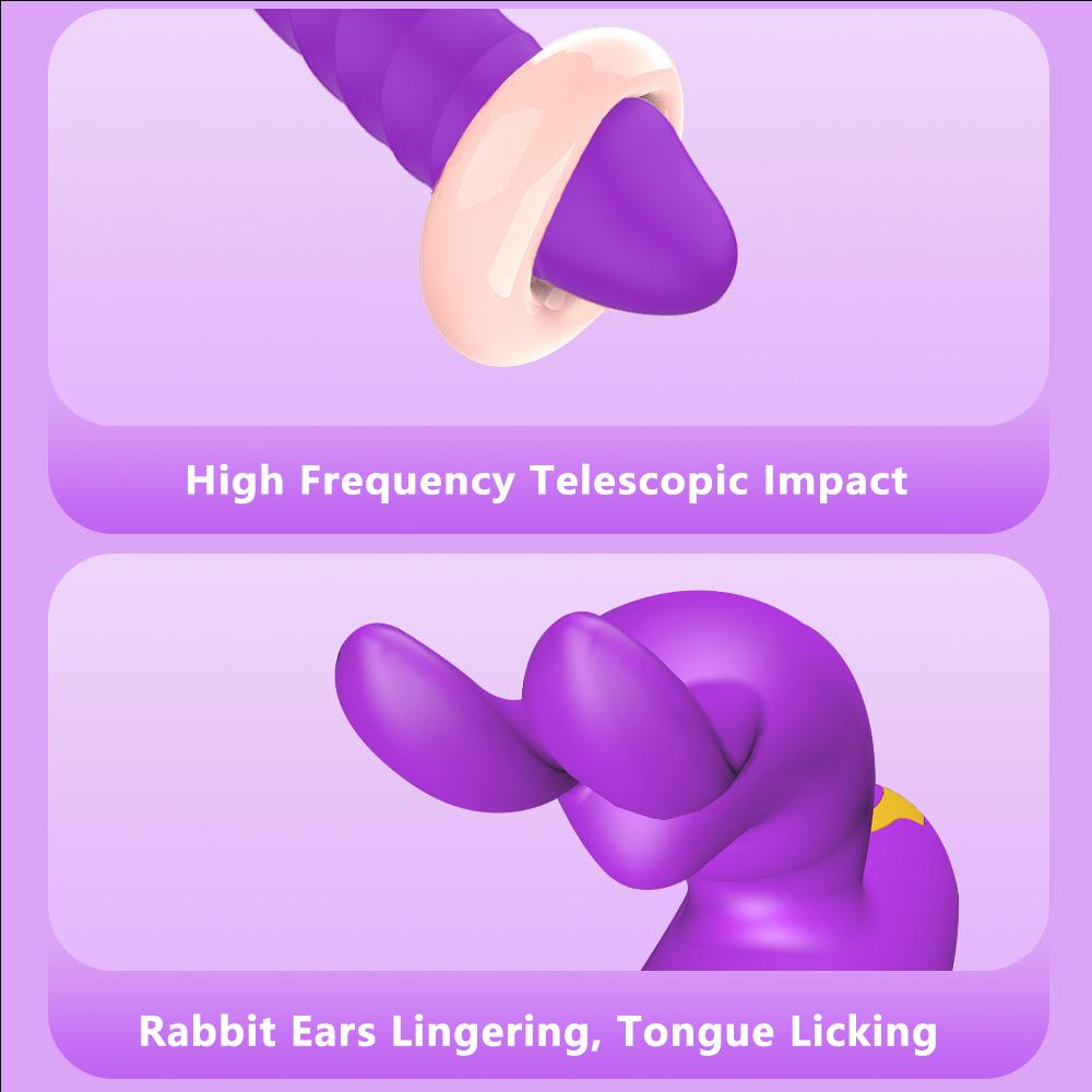 2 In1 G Spot Rabbit Vibrator Telescopic Dildo Powerful Vibrating Nipple Clitoris Stimulator Massager Adult For Women Sex Toys