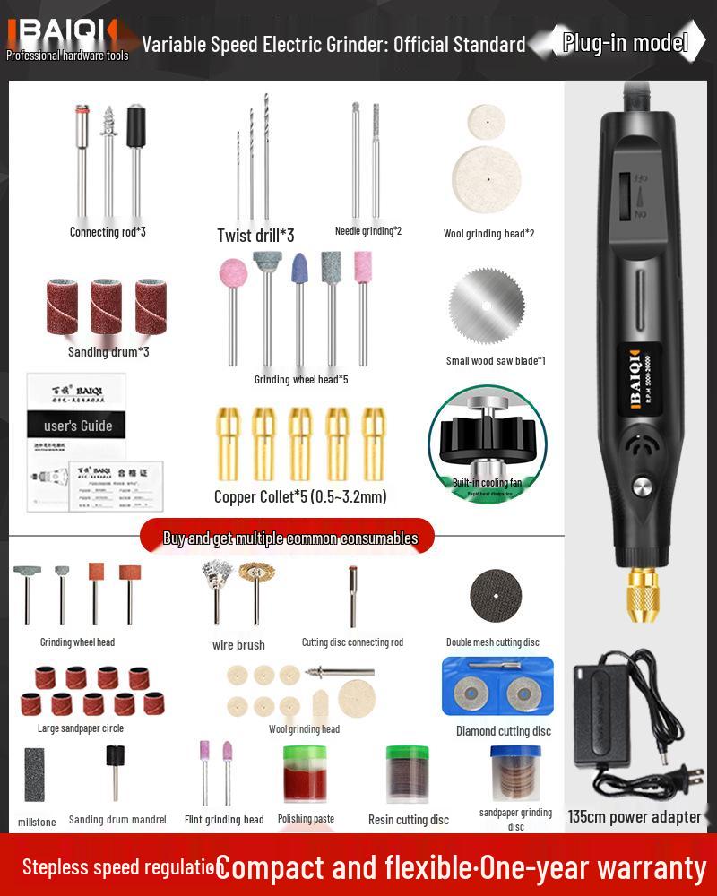 Mini Handheld Electric Grinder for Jade & Wood Carving, Cutting, and Polishing