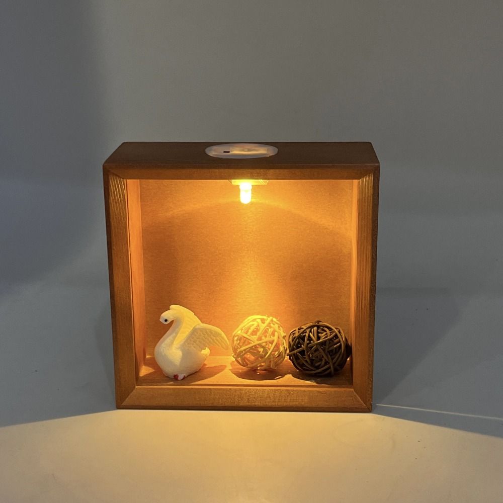 Transparent Display Case with Led Light Decorative 3D Picture Frame Unfinished Wooden Box  Tabletop
