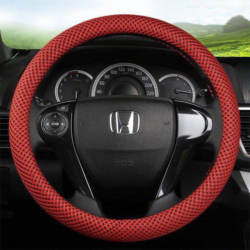 

Car Steering Wheel Cover, Breathable, Non-Slip, Sweat-Absorbent, Ice Silk Linen, Universal Type, Four-Season Steering Wheel Cover, D-Type Handle Cover Red