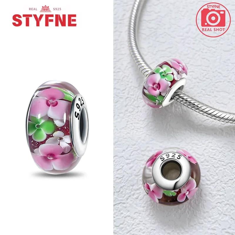 Copper Colorful Flower Series Murano Glass Beads Luxury Charm Fit Original Braceletdiy Fine Jewelry Gift For Women