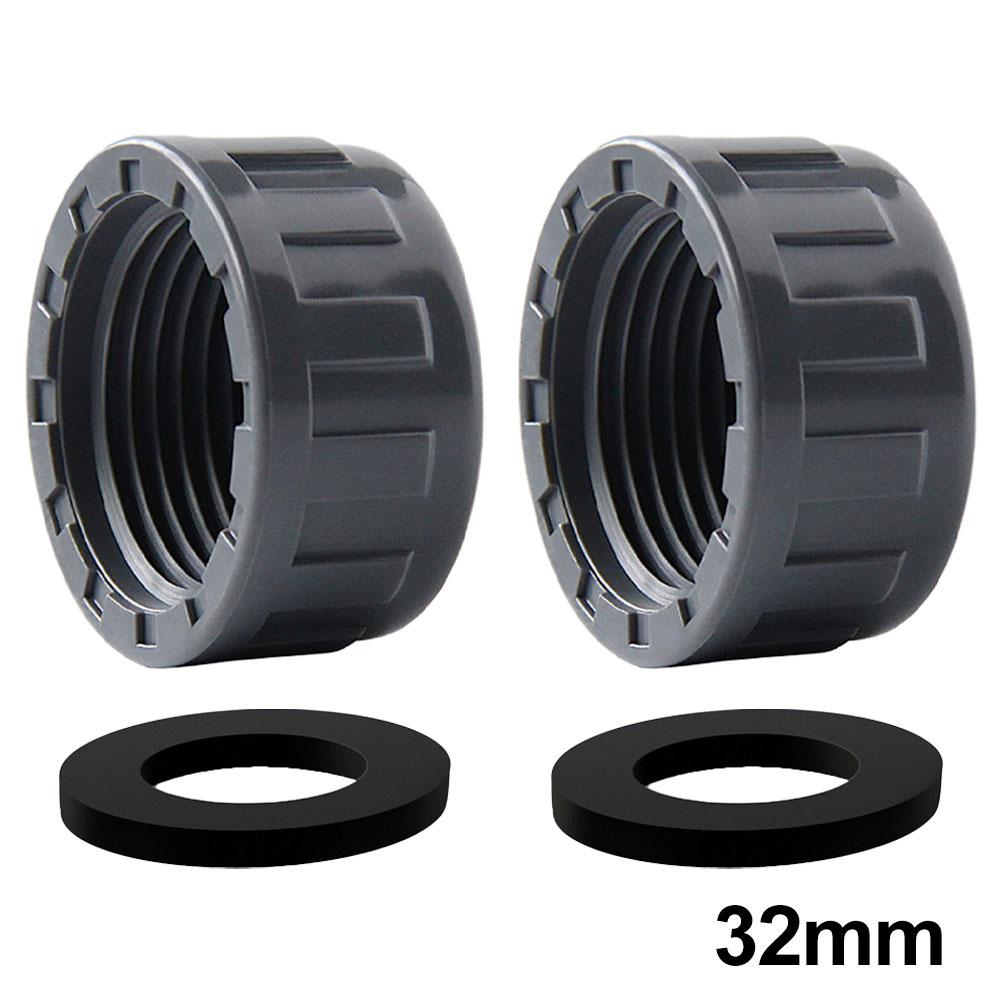 2pcs PVC Female Thread End Cap Connector 20mm/25mm/32mm Hose Connector With Rubber Seals Water Pipe Connector Fittings
