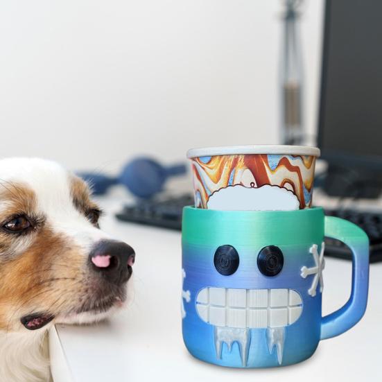 Yousheng Smile Face Ice Cream Cup Holder Reusable Insulated Ice Cream Pint Sleeve 16oz Novelty Ice Cream Accessory