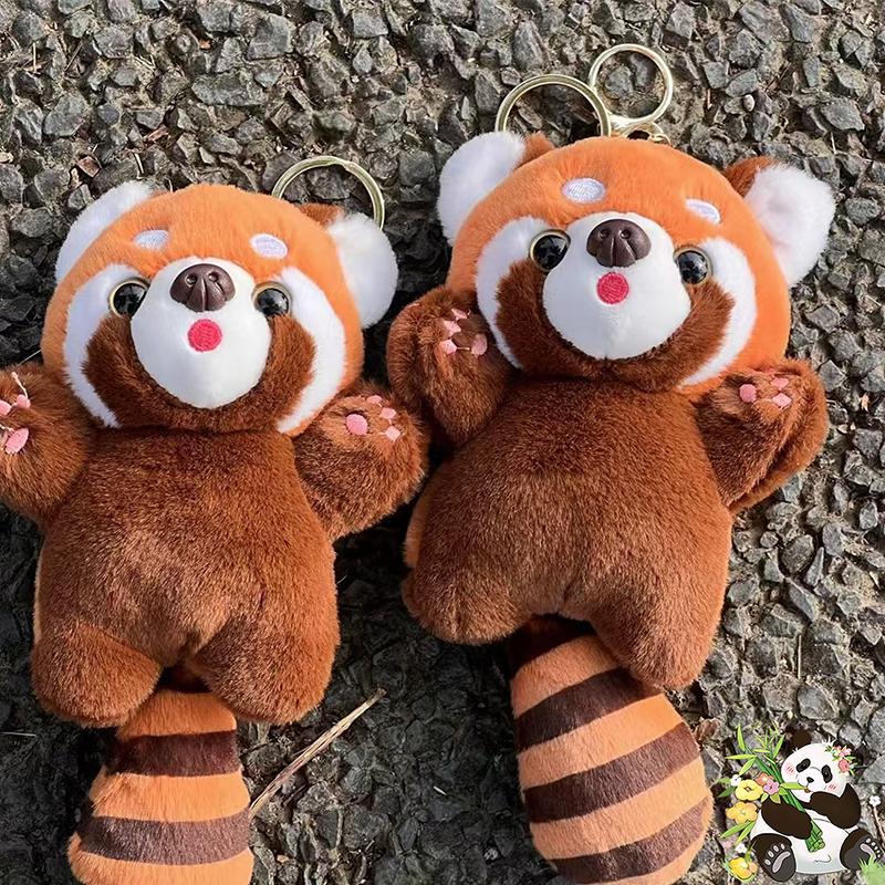 Non-Toxic Cute Cartoon Red Panda Plush Toy Pendant Little Raccoon Doll Keychain Doll Playground Doll