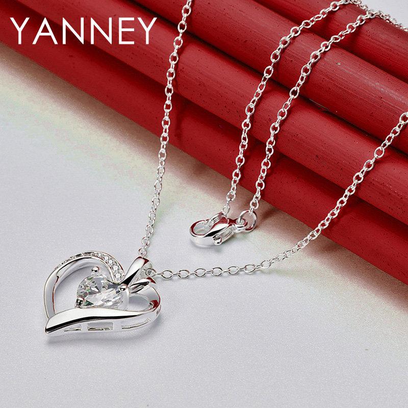 New 925 Sterling Silver 16-30 Inches Luxury AAA Zircon Heart Necklace For Women Fashion Wedding Party Gift Jewelry Charm