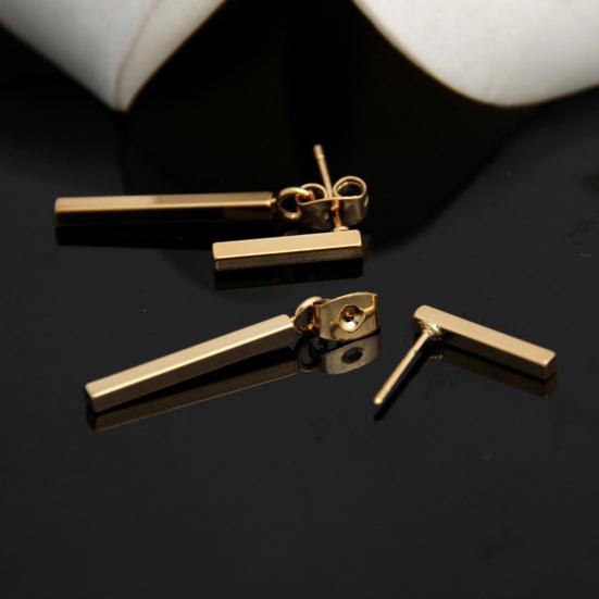 Yousheng 1 Pair Stud Earrings Simplicity Geometric T-shaped Polishing Temperament Dress Up Fade-resistant Simple T Bar Drop Earrings Costume Supplies