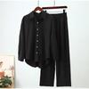 Completo Pantaloni Larghi da Festa Set Due Pezzi Donna Vintage Boho Maxi Camicia Autunno Casual Ampio Streetwear Lavoro Outfit Y2k